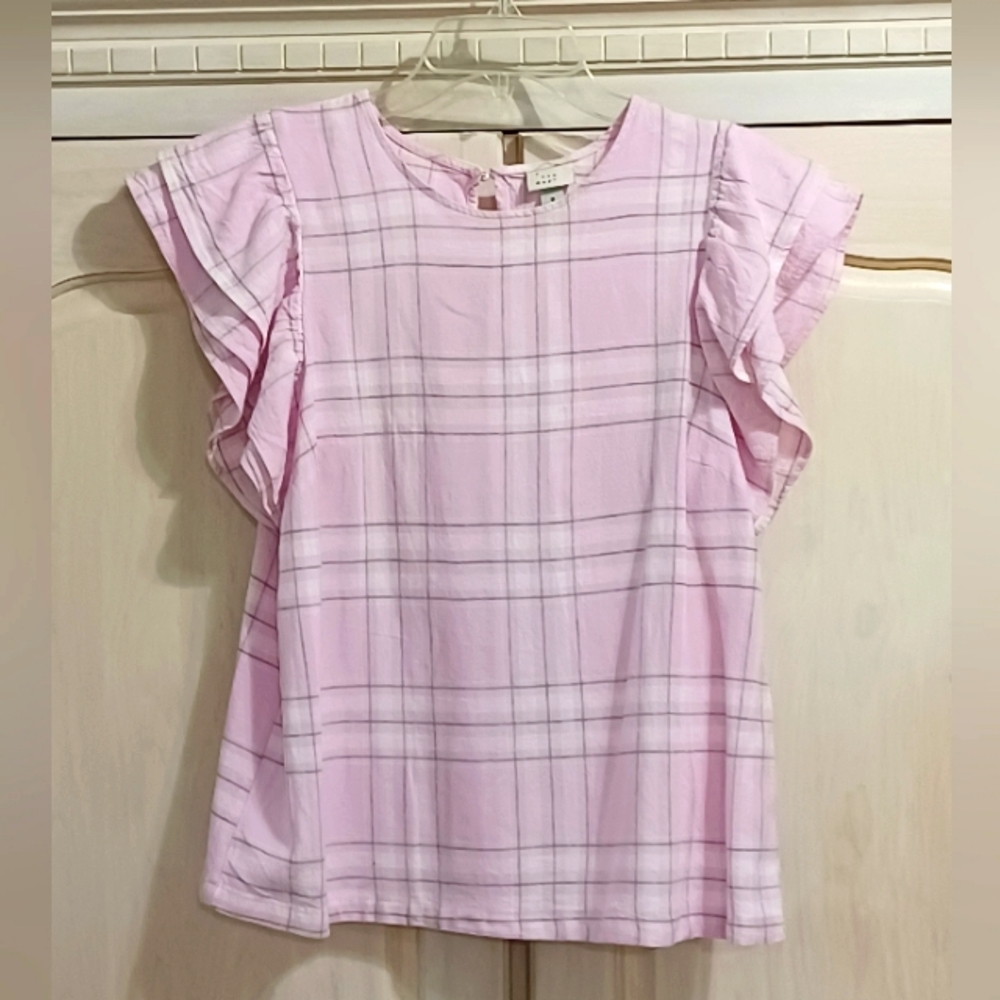 Plaid linen top